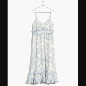 Madewell Petite Ruffle Cami Dress Sunflower Season Dusty Pool Size 6 $138.00